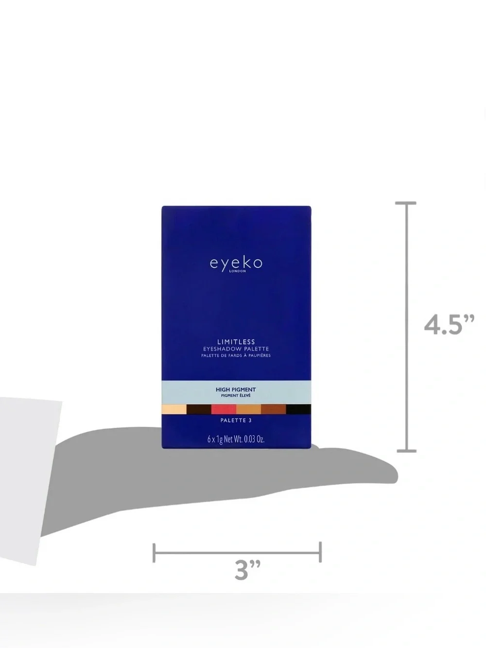 Eyeko Limitless Eyeshadow Palette — Blue Packaging with Neutral Shade Strip